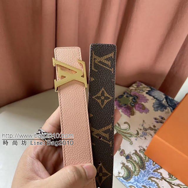 LV新款女士皮帶 路易威登Initiales雙面小牛皮腰帶  jjp1228